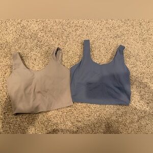 Women's Scoop Neck Crop Top - Blue and Taupe
